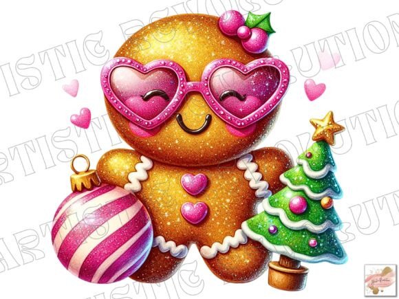 Cute Pink Christmas Gingerbread Man Png for Festive Design