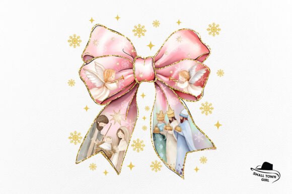 Pink Baby Jesus Christmas Coquette Bow: A Unique Design Asset