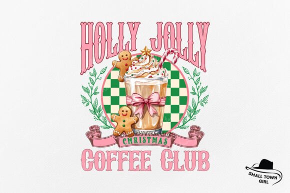 Pink Holly Jolly Christmas Coffee Club: Festive Design Asset
