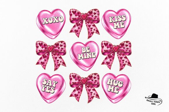 Pink Valentine Candy Heart Bow Coquette: A Sweet Design Asset