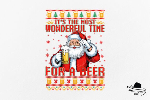 Santa Beer Funny Christmas Sublimation: A Festive Design Asset