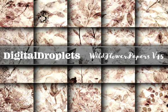 Wild Flowers Papers Vol. 45: Textured Glitter & Floral Design Assets