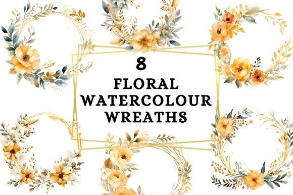 Yellow Watercolour Wreaths: A Vibrant Design Asset